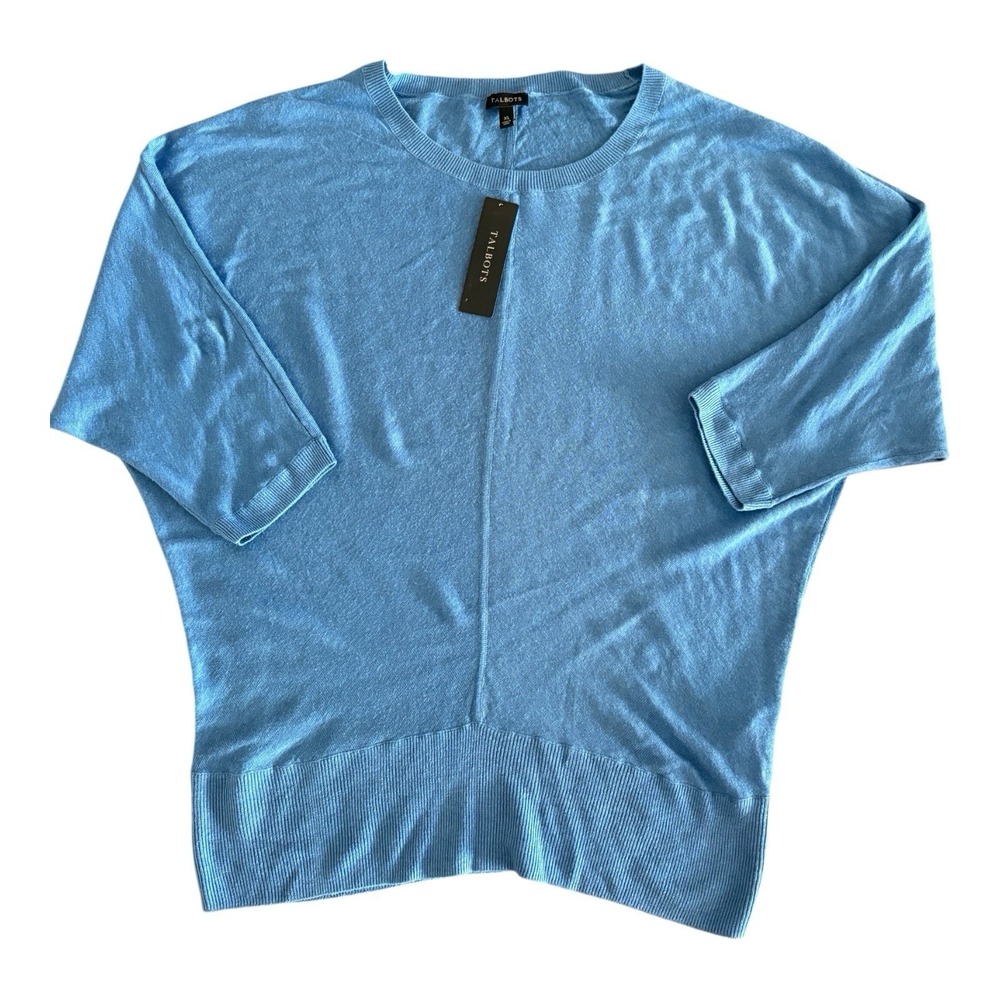NWT Talbots  Dolman Sweater Size‎ XL Medium Blue Linen Blend